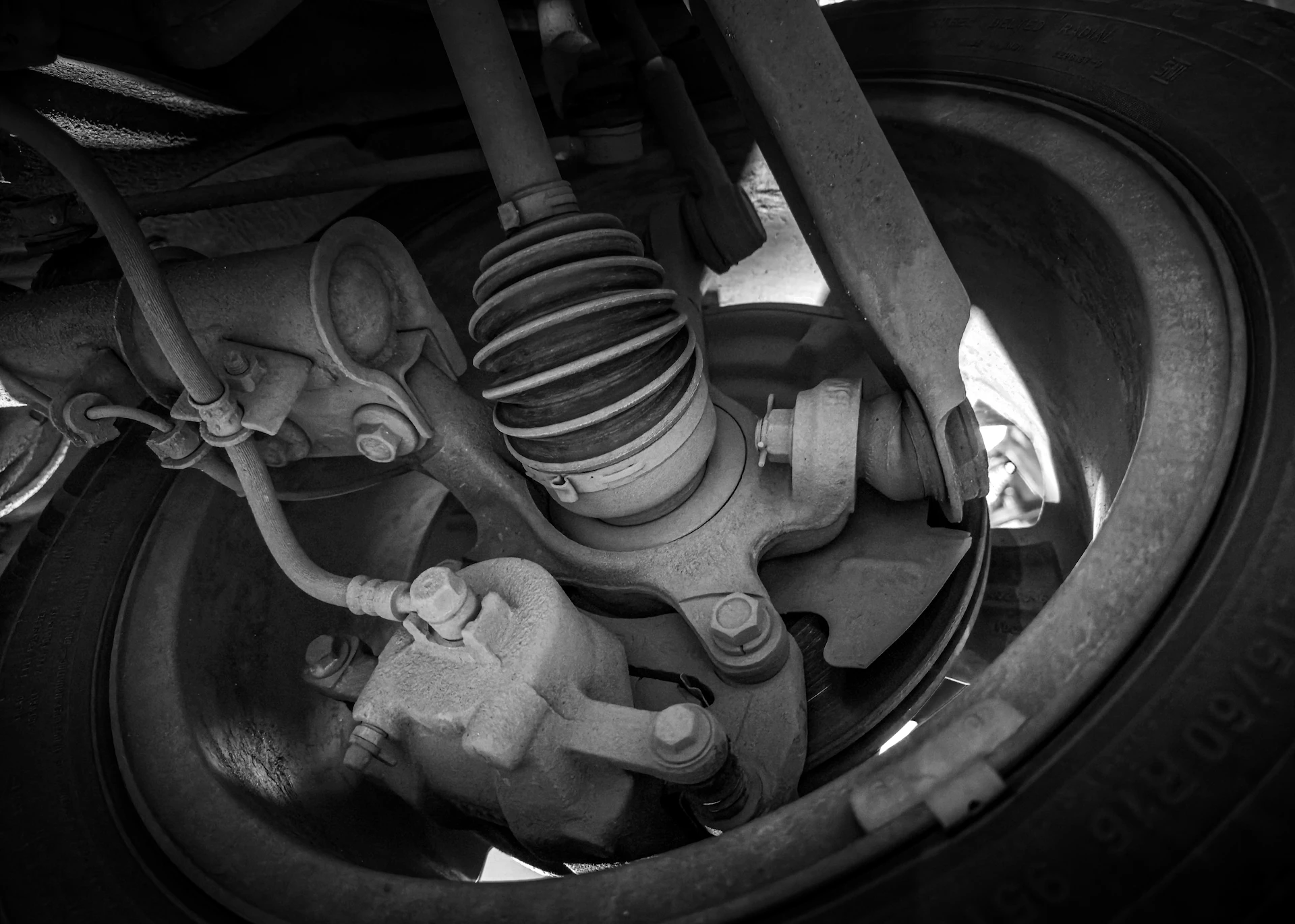 Suspension and unibody components checked during a structural damage inspection